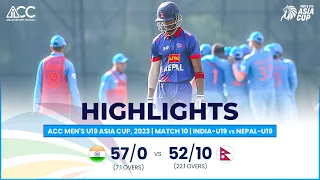 ACC Men's U19 Asia Cup | India-U19 vs Nepal-U19 | Highlights