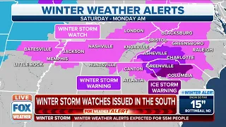 Winter Storm, Ice Storm Warnings Now Issued In Southeast Ahead Of Winter Storm