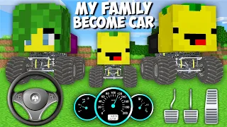 My family BECAME A BIG MONSTER TRUCK in Minecraft ! NEW SECRET CAR !