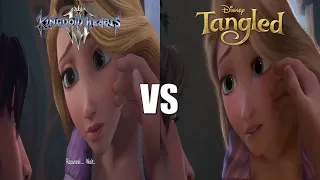 Rapunzel (Tangled) VS Kingdom Hearts 3 COMPARISON | HAIR CUTTING SCENE -Original Movie VS Game Movie