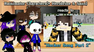 Rainimator Characters(+Herobrine & Sans) reacts to "Hacker song Part 2" [Requested]