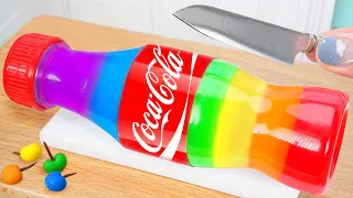 Rainbow Coca Cola Bottle Jelly 🌈 Making Coolest Miniature Fruit Jelly From The Bottle 😋 Mini Jelly