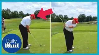 Trump trolled on his OWN golf course as he swings