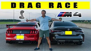 Ford Mustang Shelby GT350 6 Speed vs BMW G82 M4 6 Speed, drag and roll! Save the manuals...