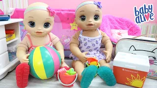 BABY ALIVE GÊMEAS NINA E HANNA SE ARRUMANDO PRA IR À PRAIA