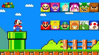 Super Mario Bros. but there are Custom Question Blocks All Charracter!