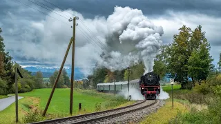 150 Jahre Eisenbahn in Landsberg: Dampflok 001 180-9 zw. Kaufering und Schongau auf der Fuchstalbahn