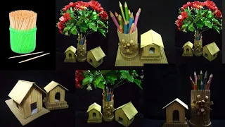 Making small house using toothpicks| DIY |Reuse toothpicks to make nice craft| Humaira art & culture