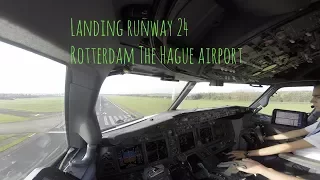 Approach and landing runway 24 Rotterdam The Hague airport (RTM EHRD)