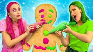 Vert VS Rose – Manger des ALIMENTS d’une seule couleur | Défi 24 H, Vies de sœurs par LALAL’R Emoji