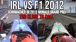 Real vs F1 2012 | Michael Schumacher's Final "Pole Position" | 2012 Monaco Grand Prix