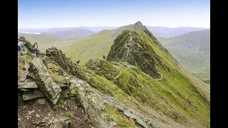 Hiking Striding Edge - Helvellyn. One of the Lake Districts finest ridge walks.