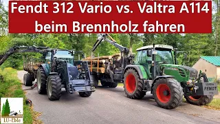 Fendt 312 Vario vs. Valtra A114 beim Brennholz fahren [Teil 2/2] | BMF 14T2Pro Rückewagen