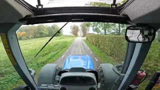 Let's drive New Holland T6 175, Trailer & bales (POV Cabview)