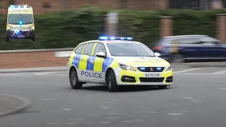 Police Car Responding at INSANE Speeds Skids Round Roundabout!!! - EPIC Response Driving + BULLHORN!