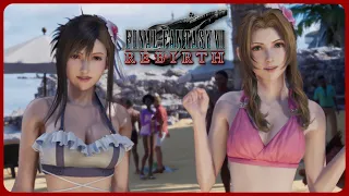 Cloud sees Tifa and Aerith in swimsuits and gets flustered - Final Fantasy 7 Rebirth