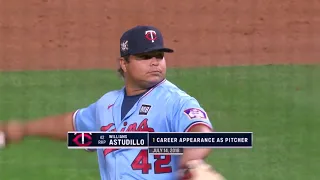 Willians Astudillo comes in to pitch fires 46 mph fastball MLB Minnesota Twins vs Los Angeles Angels