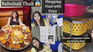 Itni Badi Bahubali Thali 😱 Shopping Haul with Price | Kitchen sink k niche aise utilise kiya space
