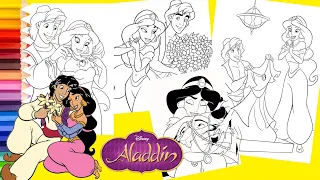 Disney Princess Jasmine & Aladdin Compilation Coloring Pages for kids