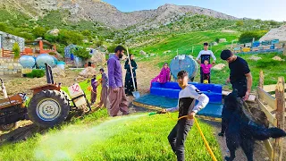 "Amir and family: weed control and pesticide spraying in wheat field"