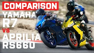 Yamaha R7 vs Aprilia RS660 Head To Head | Supersports Comparison | Visordown.com