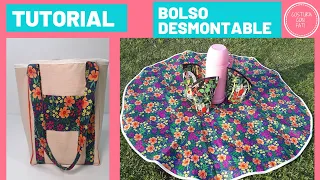 DIY - BOLSO MANTEL 2 EN 1 PARA PICNIC / BOLSO DESMONTABLE