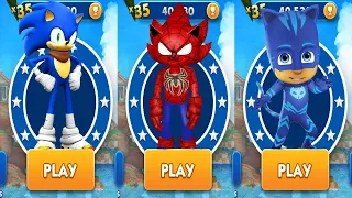 Subway Surfers Sonic Boom vs Sonic Dash Spiderhog v Tag with Ryan Pj Masks - All Characters Unlocked