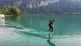 Foil pumping Hydrofoil surfing Session on the lake Thun