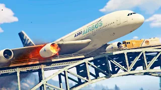 Giant A380 Emergency Landing on Railroad Bridge After Engine Explosion | GTA 5