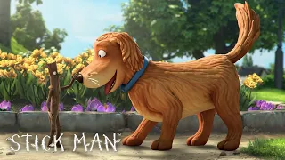 Stick Man meets a curious dog @GruffaloWorld: Stick Man