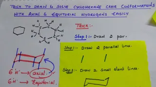 Trick to Draw & Solve Cyclohexane Chair Conformations with Equatorial & Axial Hydrogens easily