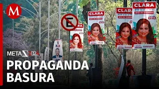 Greenpeace México recolecta basura electoral frente a sede de partidos políticos