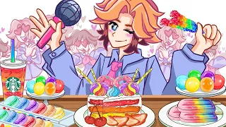 FRIDAY NIGHT FUNKIN’ Senpai vs Rainbow Dessert   Mukbang - FNF ANIMATION MUKBANG