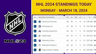 NHL Standings Today as of March 18, 2024| NHL Highlights | NHL Reaction | NHL Tips