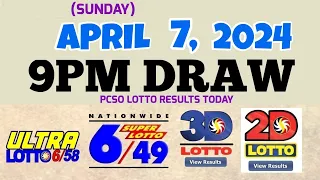 Lotto Result Today 9pm draw April 7, 2024 6/58 6/49 Swertres Ez2 PCSO#lotto