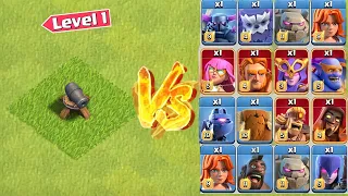 *LEVEL1* CANNON Vs ALL MAX TROOPS | CLASH OF CLANS