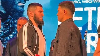 Artur Beterbiev COLD STARE DOWN of Dmitry Bivol in first face off • Beterbiev vs Bivol