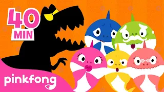 É T-Rex? Vamos salvar Família Tubarão! | Baby Shark | +Compilação | Pinkfong Canções para crianças