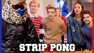 NOG EEN MYSTERY YOUTUBER BIJ REAL LIFE STRIP PONG?! | Sophie, Gio, Kelvin, Kaj| Challenges Cup #38