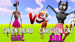 ДЕВУШКА СИРЕНОГОЛОВЫЙ ПРОТИВ МУЛЬТЯШНОЙ КОШКИ В МАЙНКРАФТ GIRL SIREN HEAD VS CARTOON CAT GIRL