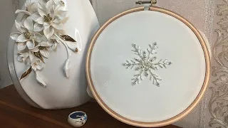 Bead embroidery / Hand beads embroidery snowflake design for dress