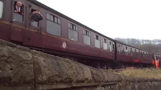 Keighley & Worth Valley Railway: The USATC S160 Class No.5820 'Big Jim' was arrives at Keighley.