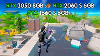 RTX 3050 8GB vs RTX 2060 6GB vs GTX 1660 SUPER 6GB FORTNITE