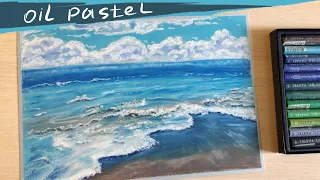 Морской пейзаж масляной пастелью | Sea | Soft oil pastels gallery by mungyo