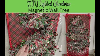 Easy Wall Christmas Tree with Lights with magnets and an Oil Drip Pan!