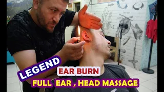 ASMR FULL EAR AND HEAD MASSAGE=EAR BURN =NOSE HAIR WAX=face , sleep , back massage=kafa,kulak masajı