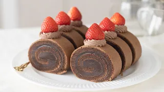 Rich Chocolate Ganache Roll Cake｜HidaMari Cooking