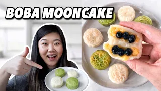 I Made BOBA MOONCAKES From Scratch! Easy Snow Skin Mooncake Recipe