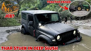 THAR STUCK IN QUICKSAND⁉️TRACTOR RECOVERY FAIL | THAR DOOB GAYI