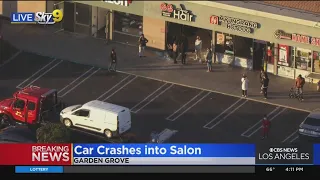 None injured after car crashes into salon in Garden Grove